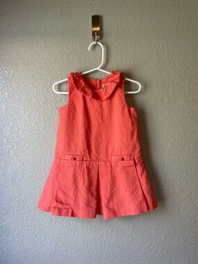 Janie and Jack 2T Coral Dropwaist Dress Sleeveless Pleated Lined Summer Preppy